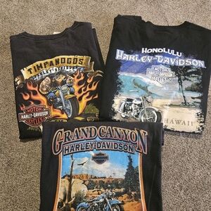 Lot Of 3 Harley-Davidson Tees - Black with Vibrant Graphics